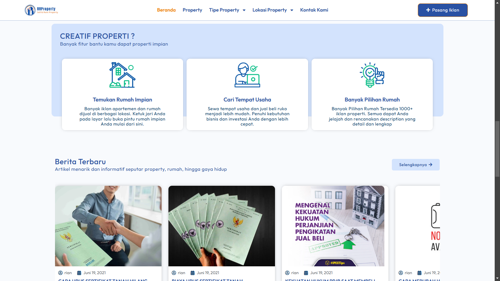 Template Website Property 